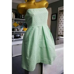 J. Crew mint green seersucker strapless dress